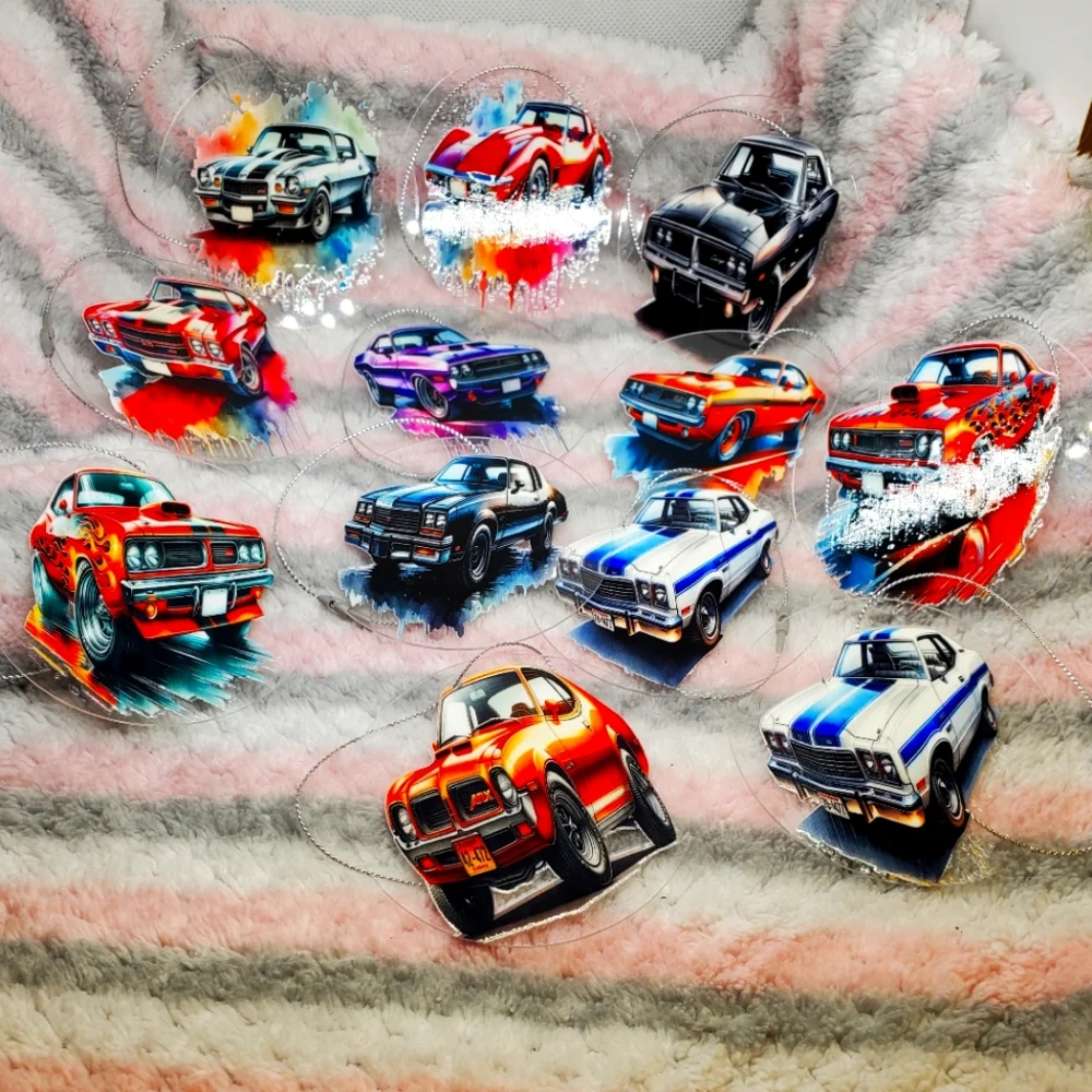 B2G1F 12pc Racecar Christmas Ornament Set, New